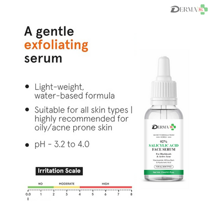 DERMA KR 2% Scilicylic acid face Serum |  Reduces Excess Oil, Blemishes & Bumpy Texture| Women & Men|