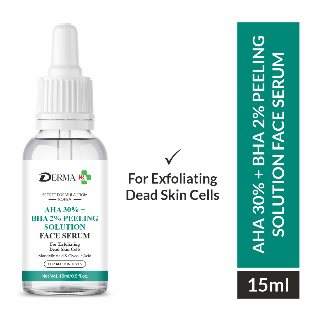 DERMA KR  AHA 30% + BHA 2% Peeling Solution Face Serum | Remove Dark Spots & Pigmentation||-