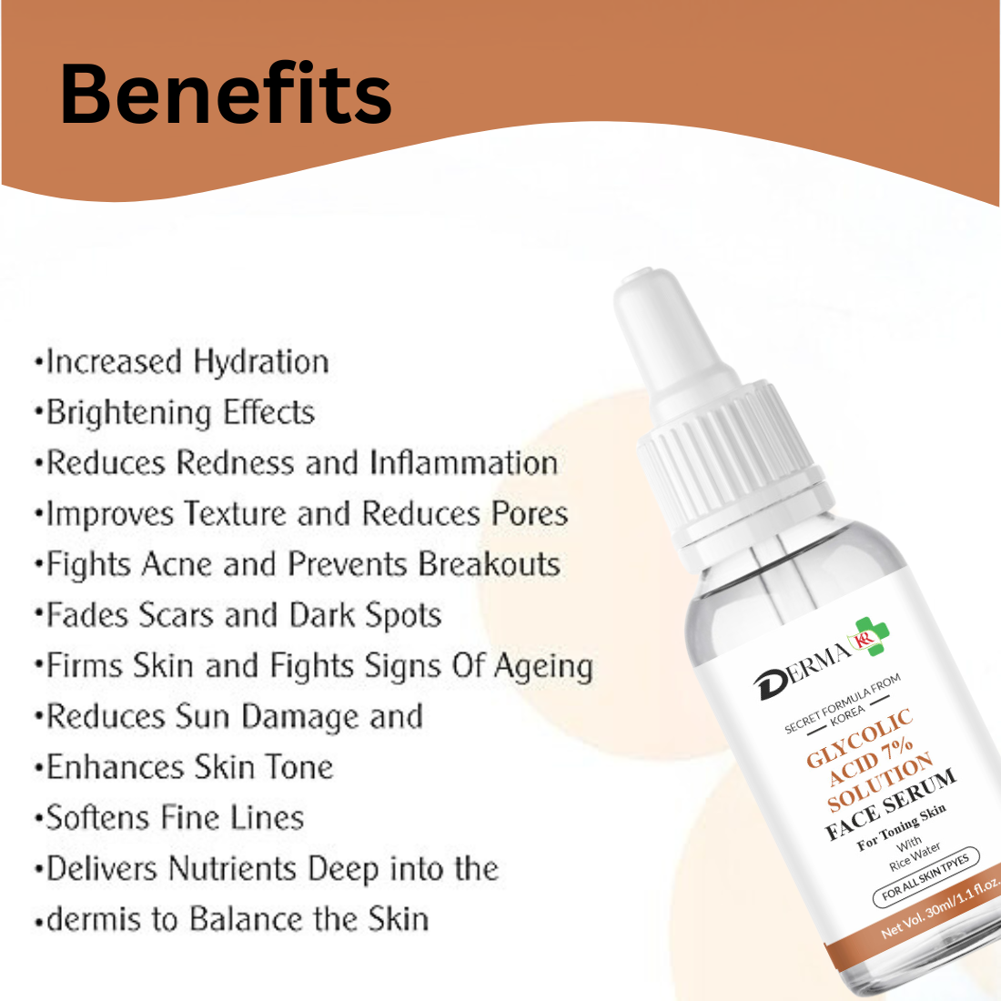 DERMA KR Glycolic acid 7% solution for skin toning |For Women & Men |