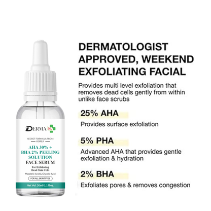 DERMA KR  AHA 30% + BHA 2% Peeling Solution Face Serum | Remove Dark Spots & Pigmentation||-