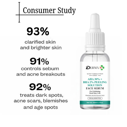 DERMA KR  AHA 30% + BHA 2% Peeling Solution Face Serum | Remove Dark Spots & Pigmentation||-