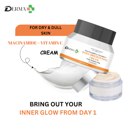 DERMA KR Niacinamide & vitamin C daily brightening face cream & Vitamin C Skin Brightening FACE SCURB|Glowing Skin -For Women and Men -Pack Of 2