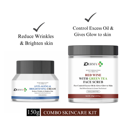 DERMA KR Anti aging & brightening Face cream & Red vine with green tea face scrub|Face Moisturizer for Men & Women |-Pack Of 2