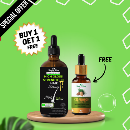 Nature Glow Herbal BUY 30ml HIGH GLOSS STRENGTHEN HAIR SERUM & GET FREE 15ml Cedarwood Essential Oil & Save 💸₹385