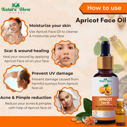 Nature Glow Herbal Apricot+ Rosehip Facial Oil |For Even Skin Tone & Strong Hair |Pack of 2  (30 ml)