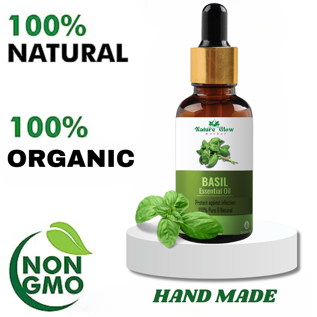 Nature Glow  Pure Basil Essential Oil