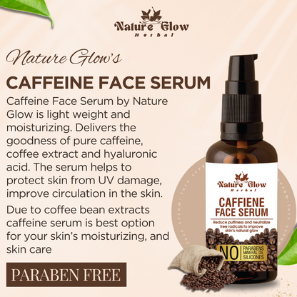 Nature Glow Herbal BUY 30ml CAFFINE COFFEE FACE SERUM & GET Free 15ml ROSEHIP FACIAL OIL & Save 💸₹275