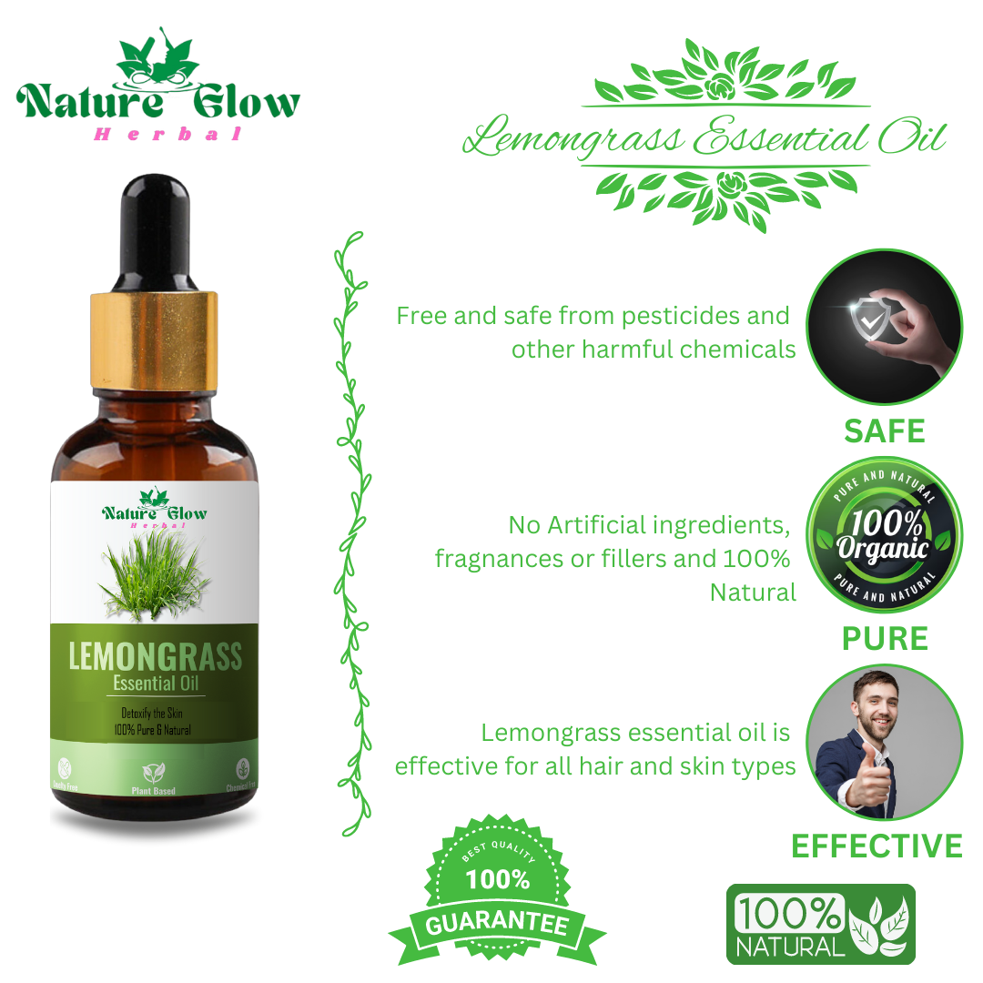 Nature Glow Herbal Ylang Ylang+Lemongrass Essential Oil |Relaxation and Stress Relief| Pack of 2  (30 ml)