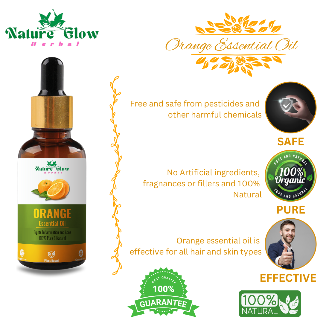 Nature Glow Herbal Rose +Orange+Peppermint Essential Oil | Pure & Natural | Pack of 3.  (45 ml)