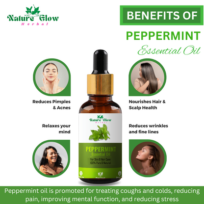 Nature Glow Herbal Tea Tree +Peppermint Essential Oil |Relaxation and Wellness |Pack of 2  (30 ml)