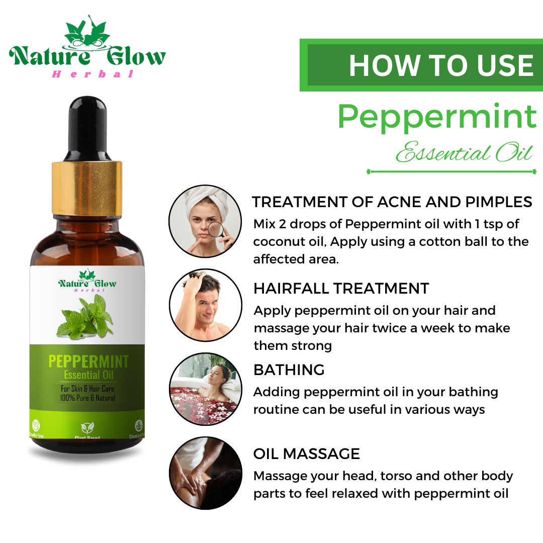 Nature Glow Herbal Rosemary +Peppermint Essential Oil |Relaxation and Hair Care| Pack of 2  (30 ml)