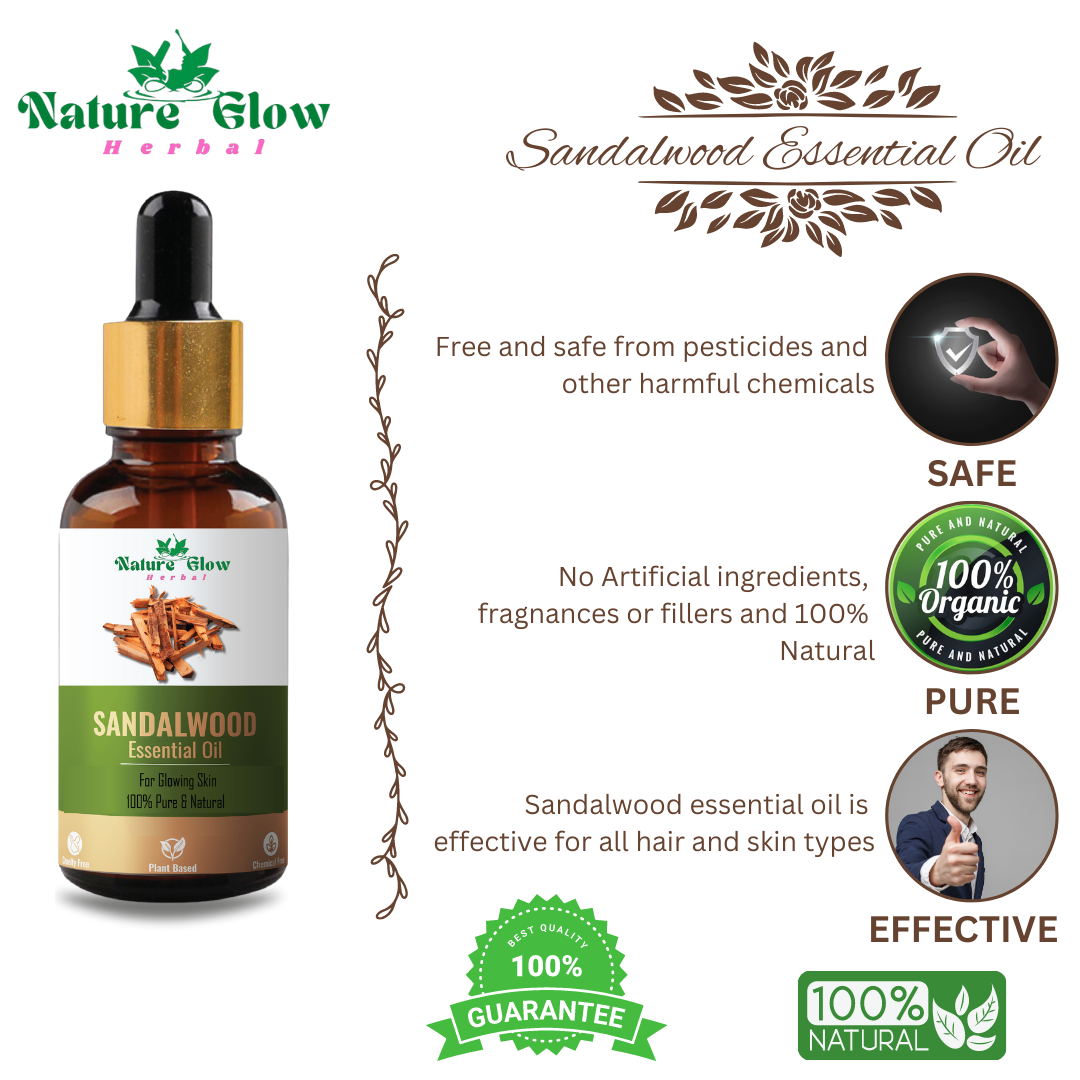 Nature Glow Herbal Sandalwood+ Turmeric Essential Oil | Oil for Health and Beauty| Pack of 2  (30 ml)