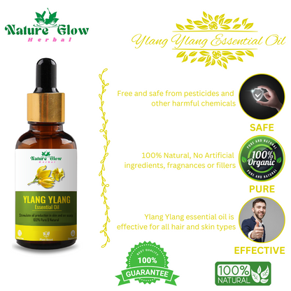 Nature Glow Herbal Ylang Ylang+Lemongrass Essential Oil |Relaxation and Stress Relief| Pack of 2  (30 ml)