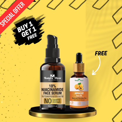 Nature Glow Herbal BUY 30ml 10% Niacinamide Face Serum &GET Free 15ml APRICOAT FACIAL OIL& 💸Save ₹280